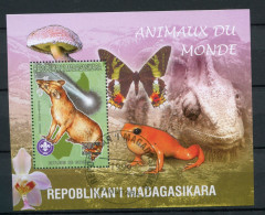 Madagascar - 1999 - Used - Fauna Animals Eupleres Goudotii Civet Civetkat Frog Butterfly Lizard Orchis Scout - Autres & Non Classés