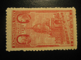 ETATS UNIS Exposition Universelle PARIS 1900 France USA Etats-Unis Red Vignette Poster Stamp Label Cinderella - Unclassified