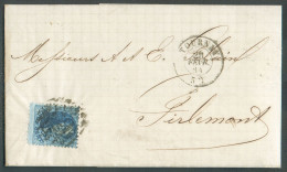 N°15 - Médaillon 20 Centimes Bleu, Obl. 8 Barres P.120  Sur Lettre De TOURNAY Le 29 Février 1864 Vers Tirlemont - 20999 - 1863-1864 Medallones (13/16)