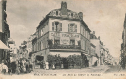 Mantes Sur Seine * La Rue Chanzy Et Rue Nationale * Café Français * Attelage - Mantes La Ville