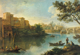 CARTOLINA  ROMA,LAZIO-ROMA NEL'600 E'700-PAOLO ANESI(ca.1700-dopo 1761)-IL TEVERE ALL'ISOLA TIBERINA DOPO-NON VIAGGIATA - Fiume Tevere