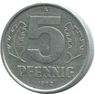 5 PFENNIG 1972 A DDR EAST DEUTSCHLAND Münze GERMANY #AE005.D - 5 Pfennig
