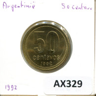 50 CENTAVOS 1992 ARGENTINE ARGENTINA Pièce #AX329.F - Argentine