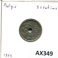 5 CENTIMES 1925 BELGIQUE BELGIUM Pièce FRENCH Text #AX349.F - 5 Cent