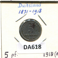 5 PFENNIG 1918 A ALEMANIA Moneda GERMANY #DA618.2.E - 5 Renten- & 5 Reichspfennig