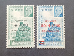 FRANCE COLONIE NIGER 1944 MARECHAL PETAIN SURCHARGES OEUVRES COLONIALES CAT YVERT N. 95/96 MNH - 1944 Maréchal Pétain, Surchargés – Œuvres Coloniales