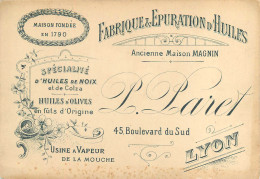 280423 - CARTE DE VISITE Fabrique Epuration Huiles NOIX COLZA OLIVE Maison MAGNIN 69 LYON 45 Boulevard Du Sud - Lyon 6