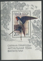 Soviet Union:USSR:Unused Bloc Bird, Swallow, 1989, MNH - Schwalben