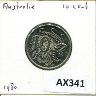 10 CENTS 1980 AUSTRALIEN AUSTRALIA Münze #AX341.D - 10 Cents