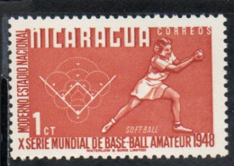 NICARAGUA 1949 WORLD AMATEUR BASEBALL SOFTBALL 1c MNH - Nicaragua