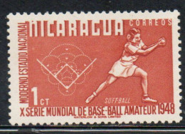 NICARAGUA 1949 WORLD AMATEUR BASEBALL SOFTBALL 1c MH - Nicaragua