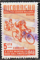 NICARAGUA 1949 WORLD AMATEUR BASEBALL BICYCLING 5c USED USATO OBLITERE' - Nicaragua