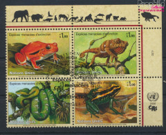 UNO - Genf 537-540 Viererblock (kompl.Ausg.) Gestempelt 2006 Amphibien Und Reptilien (10069140 - Used Stamps