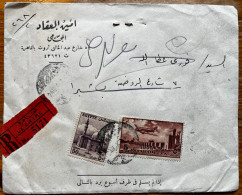 EGYPT: 1956, Registered Letter With 2 Stamps: Mosque And Airmail. Undeliverable So Returned. Unopened With Content #004 - Briefe U. Dokumente