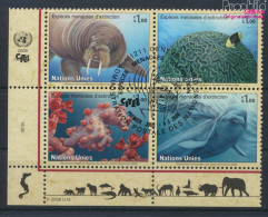 UNO - Genf 588-591 Viererblock (kompl.Ausg.) Gestempelt 2008 Gefährdete Arten: Meerestiere (10068970 - Used Stamps