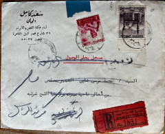 EGYPT: 1955, Registered Letter With 2 Stamps: Mosque And Farmer. Undeliverable So Returned. Unopened With Content #005 - Storia Postale