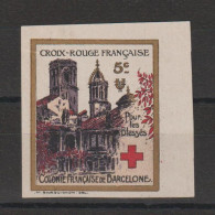 Vignette Delandre Croix Rouge Comité De Barcelone - Croce Rossa