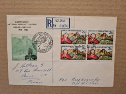 LETTRE RECOMMANDE 1963 CAP TOWN KAAPSTAD KIRSTENBOSCH NATIONAL BOTANIC GARDENS JUBILEE  BLOC DE 4 - Storia Postale