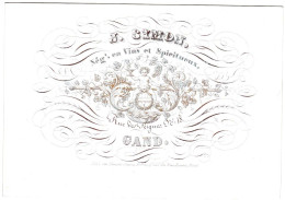 Belgique, "Carte Porcelaine" Porseleinkaart, J. Simon, Negociant En Vins à Gand, Dim: 120 X 83 Mm - Porzellan