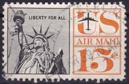 Etats-Unis (Poste Aérienne) YT PA59 Mi 764IIx Sn C63 Année 1961 (Used °) Statue De La Liberté - 3a. 1961-… Afgestempeld
