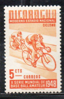 NICARAGUA 1949 WORLD AMATEUR BASEBALL BICYCLING 5c USED USATO OBLITERE' - Nicaragua