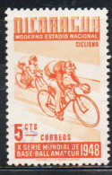 NICARAGUA 1949 WORLD AMATEUR BASEBALL BICYCLING 5c USED USATO OBLITERE' - Nicaragua