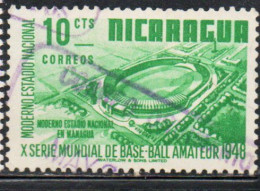 NICARAGUA 1949 WORLD AMATEUR BASEBALL Proposed Stadium 10c USED USATO OBLITERE' - Nicaragua