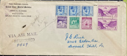 CANAL ZONE-1949,REGISTER COVER USED TO USA, GOLD RUSH FULL SET STAMP, AERO PLANE, SHIP & CANAL, MULTI 8 STAMP, SPECIMEN, - Zona Del Canal