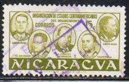 NICARAGUA 1953 ORGANIZATION OF THE CENTRAL AMERICAN STATES FIVE PRESIDENT 15c USED USATO OBLITERE' - Nicaragua