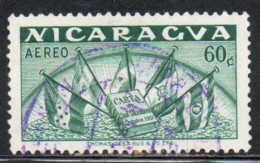 NICARAGUA 1953 ORGANIZATION OF THE CENTRAL AMERICAN STATES ODECA CHARTER AND FLAGS 60c USED USATO OBLITERE' - Nicaragua