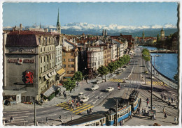 Tram/Straßenbahn Zürich,Limmatquai,DKW 1000,Peugeot 403...,1966  Gelaufen - Strassenbahnen