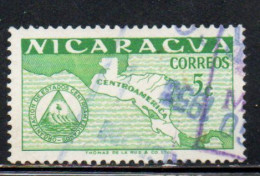 NICARAGUA 1953 ORGANIZATION OF THE CENTRAL AMERICAN STATES ODECA MAP 5c USED USATO OBLITERE' - Nicaragua