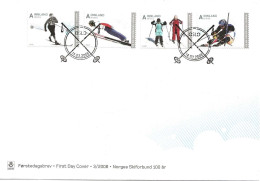 Norway 2008 100 Years Of The Norwegian Ski Association.  Mi 1640-1643 FDC - Storia Postale