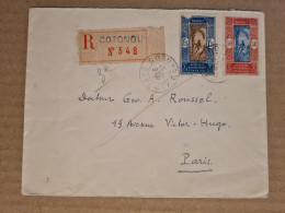 LETTRE COTONOU RECOMMANDE DAHOMEY 1936 POUR PARIS - Cartas & Documentos