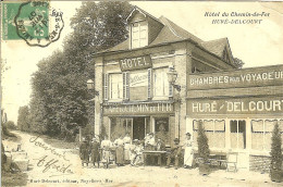 80 NOYELLES SUR MER TRES BELLE CARTE DE L HOTEL DU CHEMIN DE FER HURE DELCOURT - Noyelles-sur-Mer