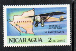 NICARAGUA 1977 CHARLES A. LINDBERGH SPIRIT OF ST. LOUIS 2c MNH - Nicaragua