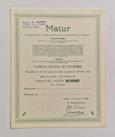 PORTUGAL-LISBOA - Matur - Titulo De 1 Acção De 1000$00 - 7ª Emissão- Nº 222485 - 9JAN1989 - Turismo