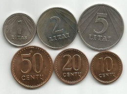 Lithuania 1991. Coin Set 1 Litas 2 And 5 Litai 10 , 20 And 50 Centu - Lituania