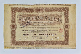 BELGIUM - BRUXELLES- Filatures De Dolhain - Part De Fondateur- Nº1631 - Tessili