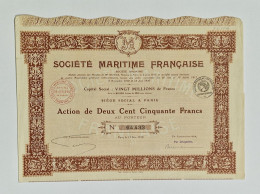 FRANCE - PARIS - Societé Maritime Française - Action De Deux Cent Cinquante Francs  Nº 64433 - 15JUIN1920 - Schiffahrt