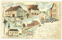 Litho Ak Stockstadt Am Main Aschaffenburg 1902 Gasthaus Z Schwanen Bott Cellulose-Fabrik - Aschaffenburg