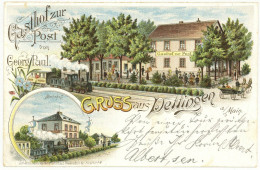 Litho Ak Dettingen Karlstein Main Aschaffenburg Gasthof Zur Post Paul Bahnhof Um 1900 - Aschaffenburg