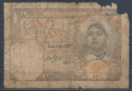 °°° ALGERIA 5 FRANCS 1941 °°° - Algerien