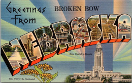 Nebraska Greetings From Broken Arrow Large Letter Linen  - Otros & Sin Clasificación