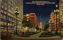 Michigan Detroit Washington Boulevard Showing Industrial Bank Building And Book Cadillac Hotel Curteich - Detroit