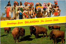 Oklahoma Greetings From The Sooner State With Indians And Buffalos - Oklahoma City