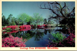 Oklahoma Greetings From Kuskogee Showing Fountain Lake In Honor Heights Park - Muskogee