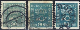 Sweden 1925 - Mi 200 WA - YT 201 ( Crown And Posthorn ) Three Shades Of Color - Plaatfouten En Curiosa