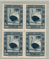 Somalia 1932, Bird, Birds, 2li55 Ostrich, Block Of 4, MNH** !!! Please Note The Ink Stain On The Back !!! - Avestruces