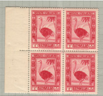 Somalia 1932, Bird, Birds, 5li Ostrich, Block Of 4, MNH** - Struisvogels